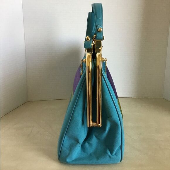 Robert di Camerino Frame Linen And Velour Handbag - Picture 2 of 15